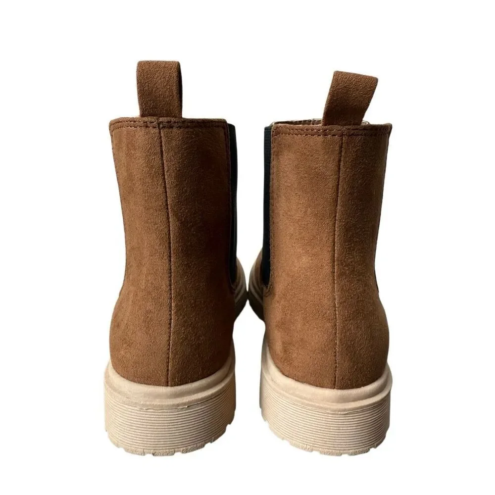 J.Crew Crewcuts Girls' lug-sole boots in brown suede size 13